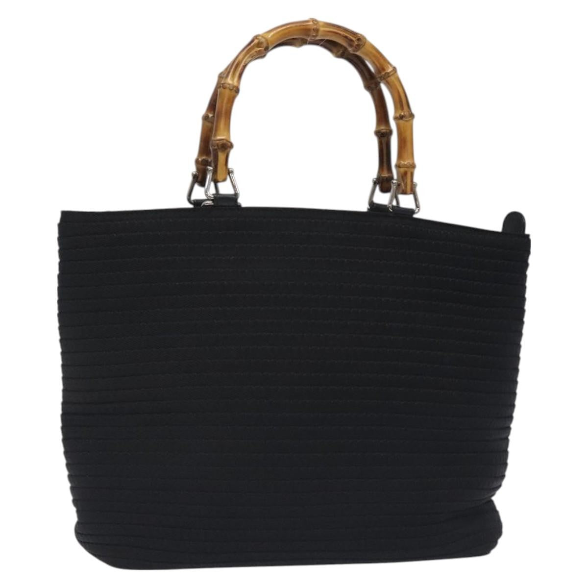 Gucci Vintage Bamboo Handle Tote Nylon, BLACK, NYLON, Tote bag