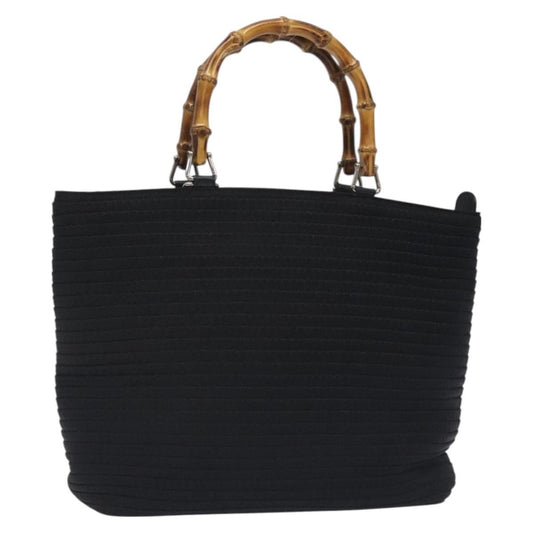 Gucci Vintage Bamboo Handle Tote Nylon, BLACK, NYLON, Tote bag