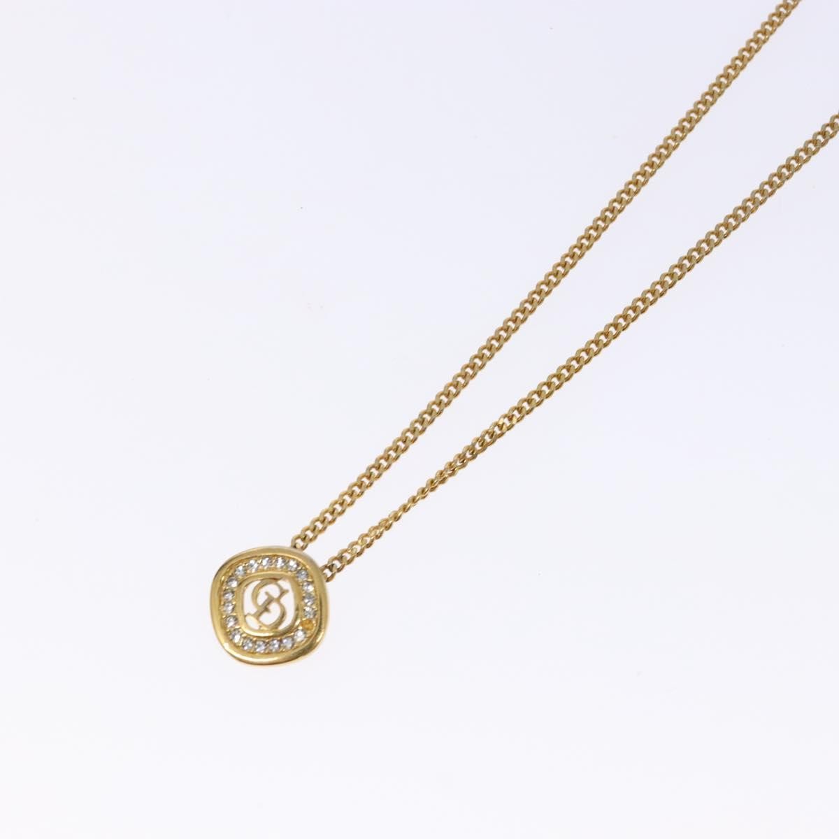 Christian Dior CD Round Pendant Necklace Metal and Crystals, GOLD, METAL, Necklace