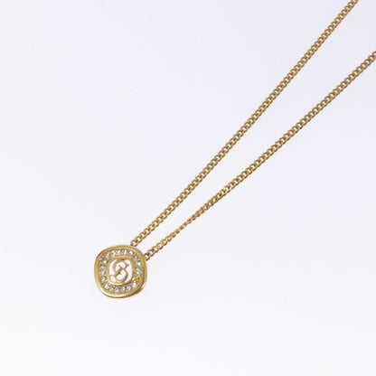 Christian Dior CD Round Pendant Necklace Metal and Crystals, GOLD, METAL, Necklace