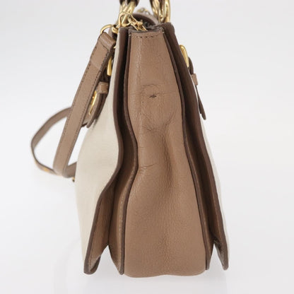 Miu Miu Madras Convertible Lock Tote Leather, BEIGE, LEATHER, Handbag