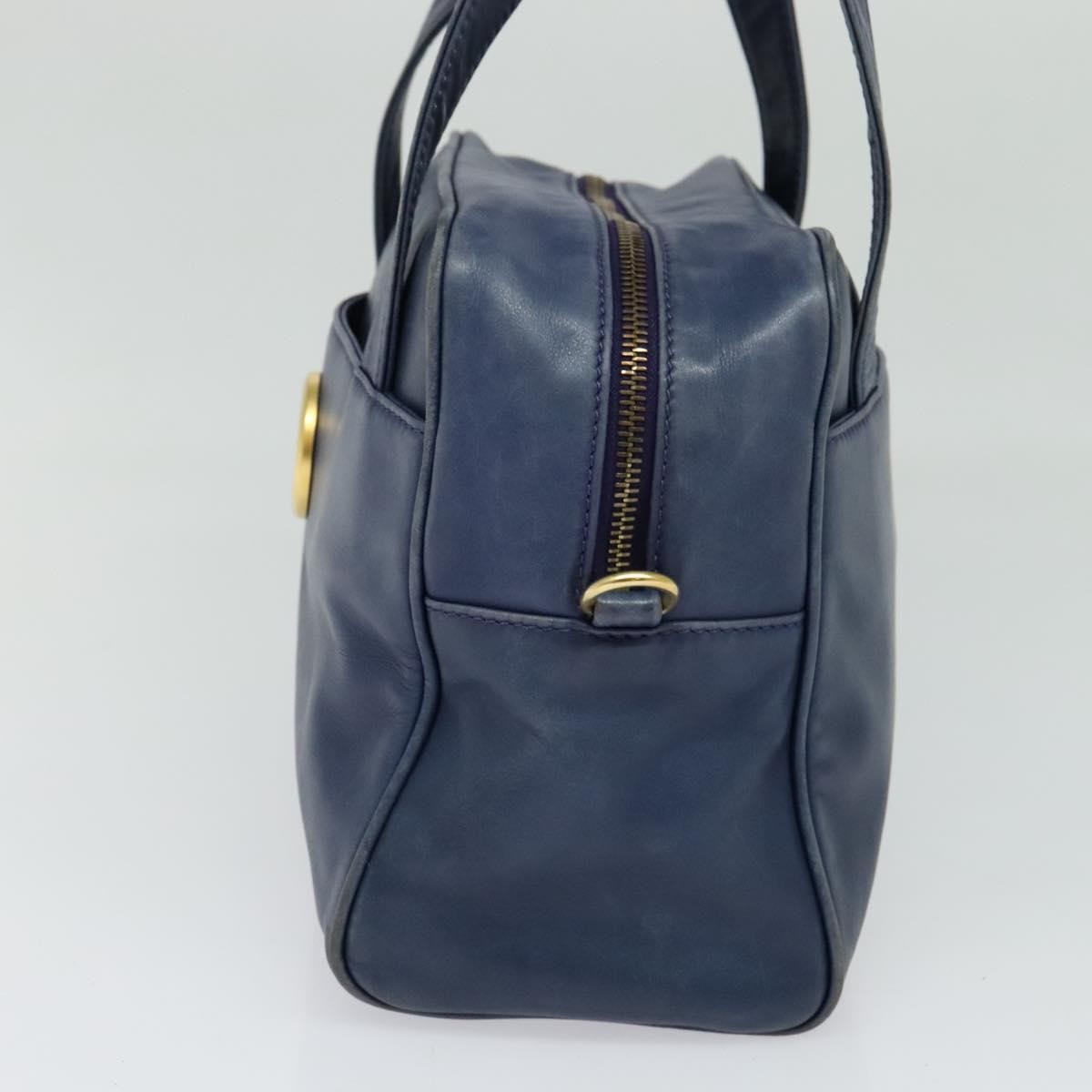 Celine Circle Logo Handbag Leather, BLUE, LEATHER, Handbag