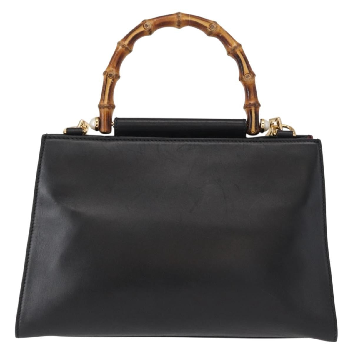 Gucci Nymphaea Top Handle Bag Leather, BLACK, LEATHER, Handbag