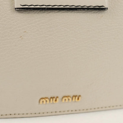 Miu Miu Madras Crystal Buckle Shoulder Bag Leather, WHITE, LEATHER, Shoulder bag