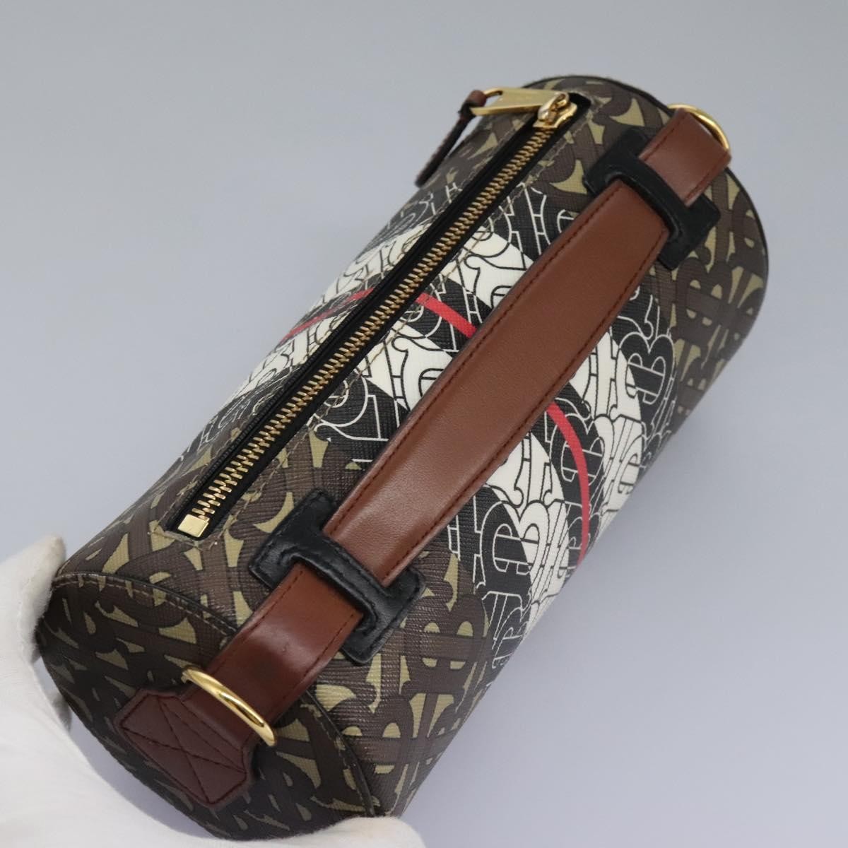 Burberry Barrel Crossbody Bag Monogram E-Canvas, BROWN, CANVAS, Crossbody bag