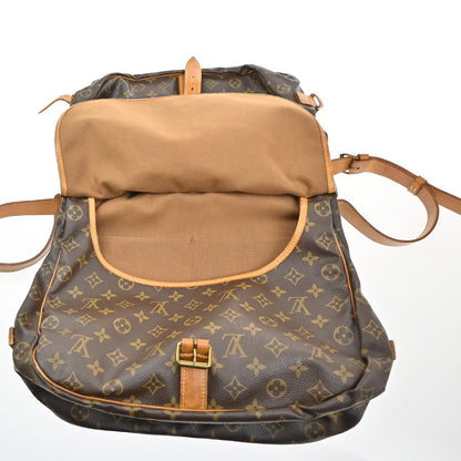 Louis Vuitton Saumur Handbag Monogram Canvas, BROWN, LEATHER, Shoulder bag