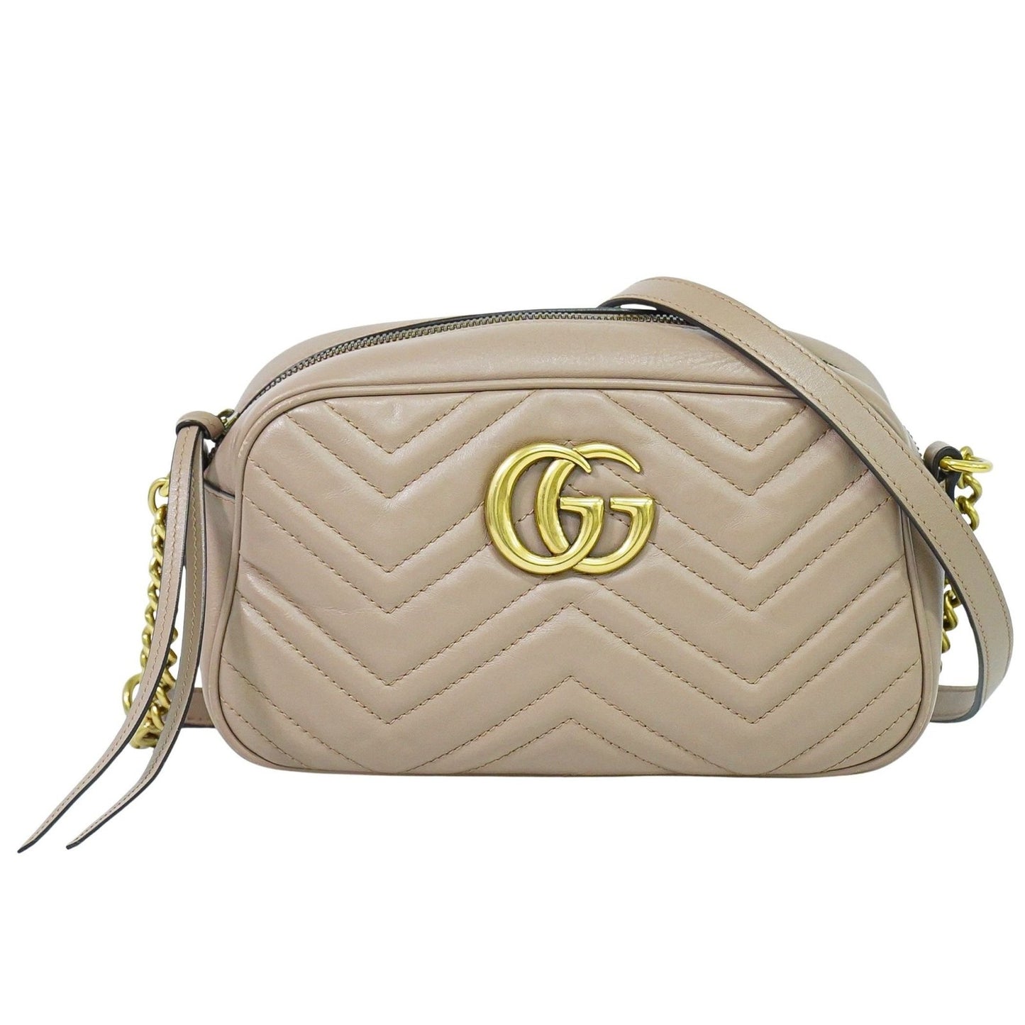 Gucci GG Marmont Shoulder Bag Matelasse Leather, BEIGE, LEATHER, Shoulder bag