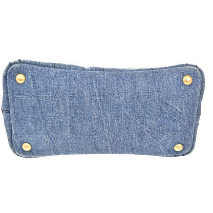 Prada Canapa Convertible Tote Denim, BLUE, DENIM_JEANS, Tote bag