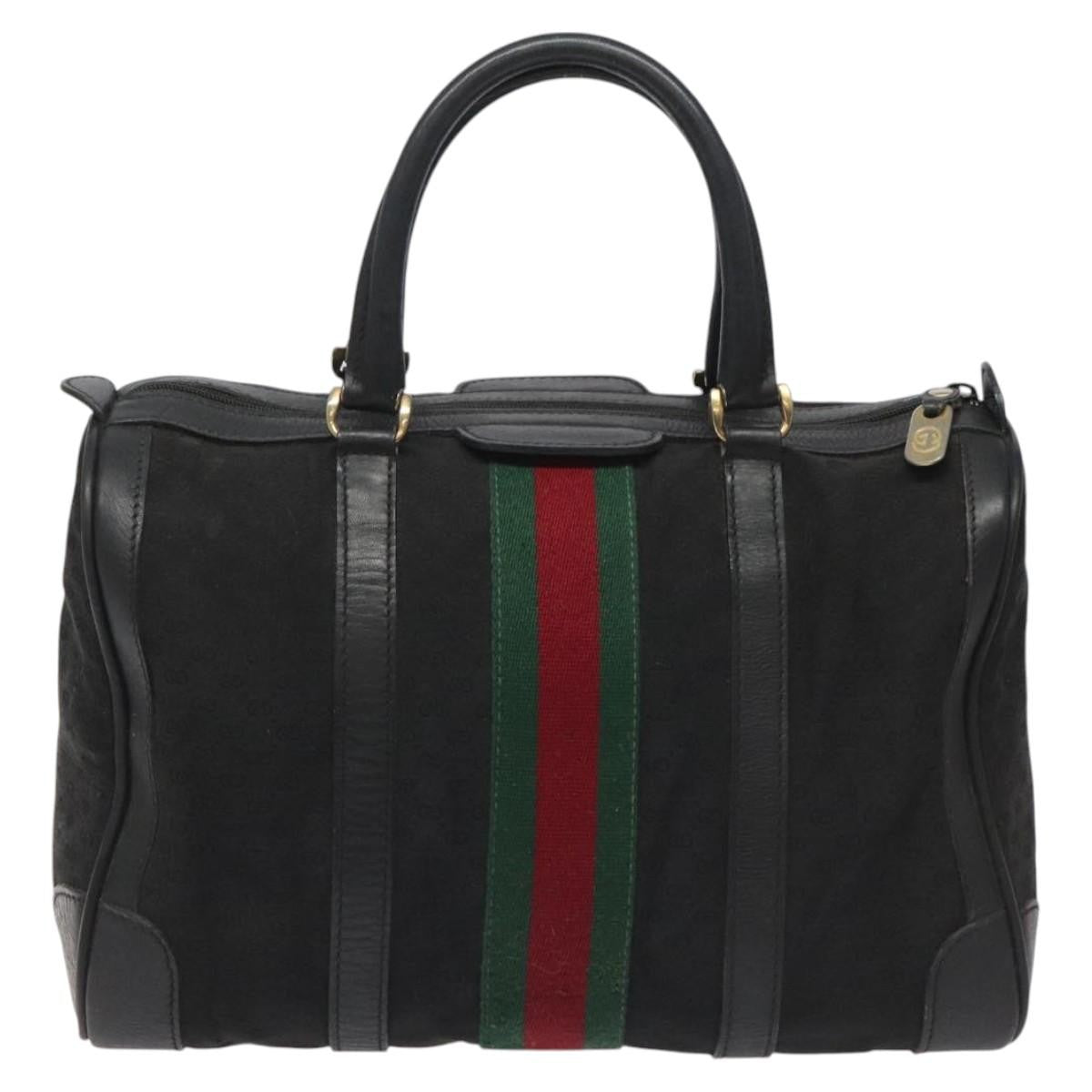 Gucci Vintage Web Boston Bag GG Canvas, BLACK, CANVAS, Handbag