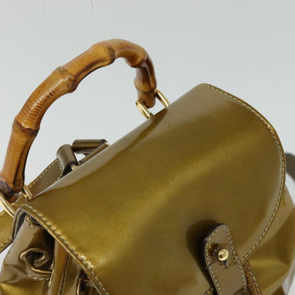 Gucci Vintage Bamboo Backpack Patent, GOLD, PATENT_LEATHER, Backpack