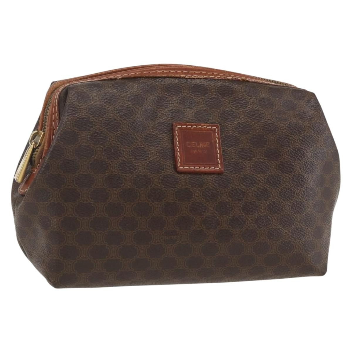 Celine Macadam Pochette Canvas and Leather, BROWN, CANVAS, Clutche & pouche