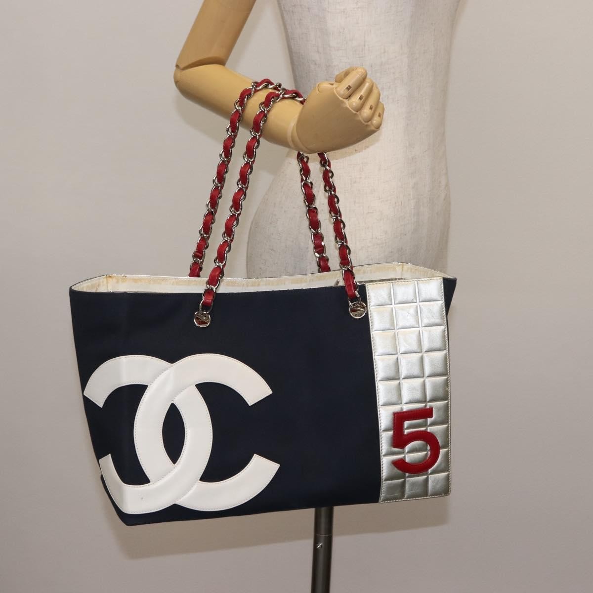 Chanel No.5 Tote Canvas and Leather, NAVY, CANVAS, Tote bag