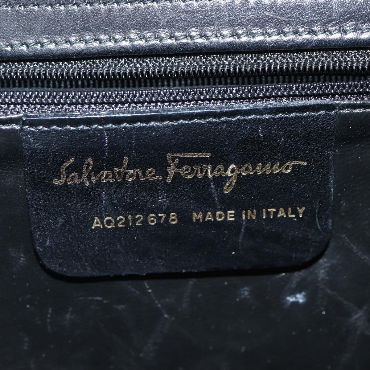 Salvatore Ferragamo Gancini handbag Leather, BLACK, LEATHER, Handbag