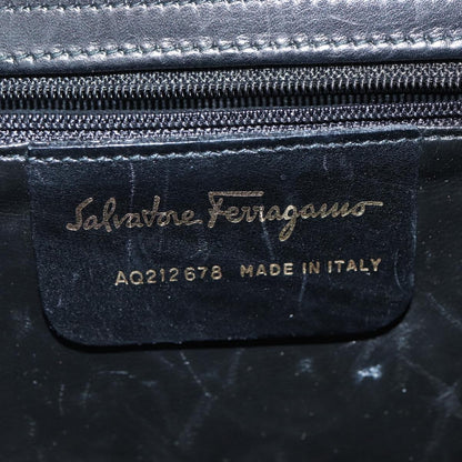 Salvatore Ferragamo Gancini handbag Leather, BLACK, LEATHER, Handbag