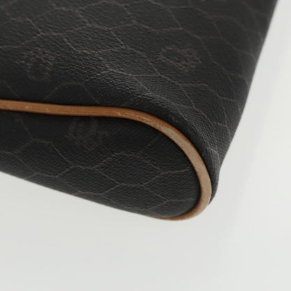Christian Dior Vintage Honeycomb Zip Pouch Coated Canvas, BLACK, CANVAS, Clutche & pouche