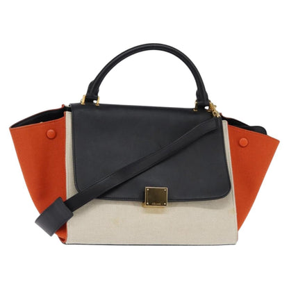 Celine Trapeze Bag Canvas with Leather, MULTICOLOUR, CANVAS, Handbag