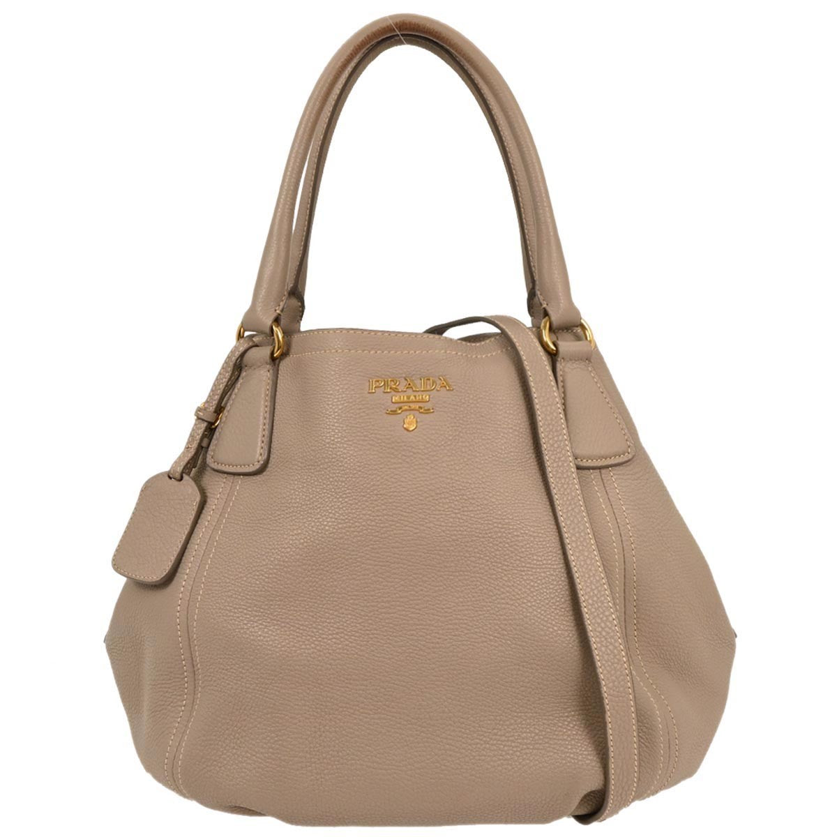 Prada Vintage Handbag Leather, GRAY, LEATHER, Handbag