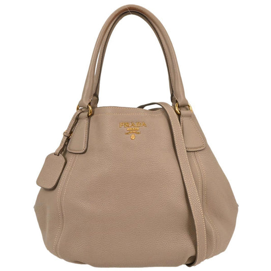 Prada Vintage Handbag Leather, GRAY, LEATHER, Handbag