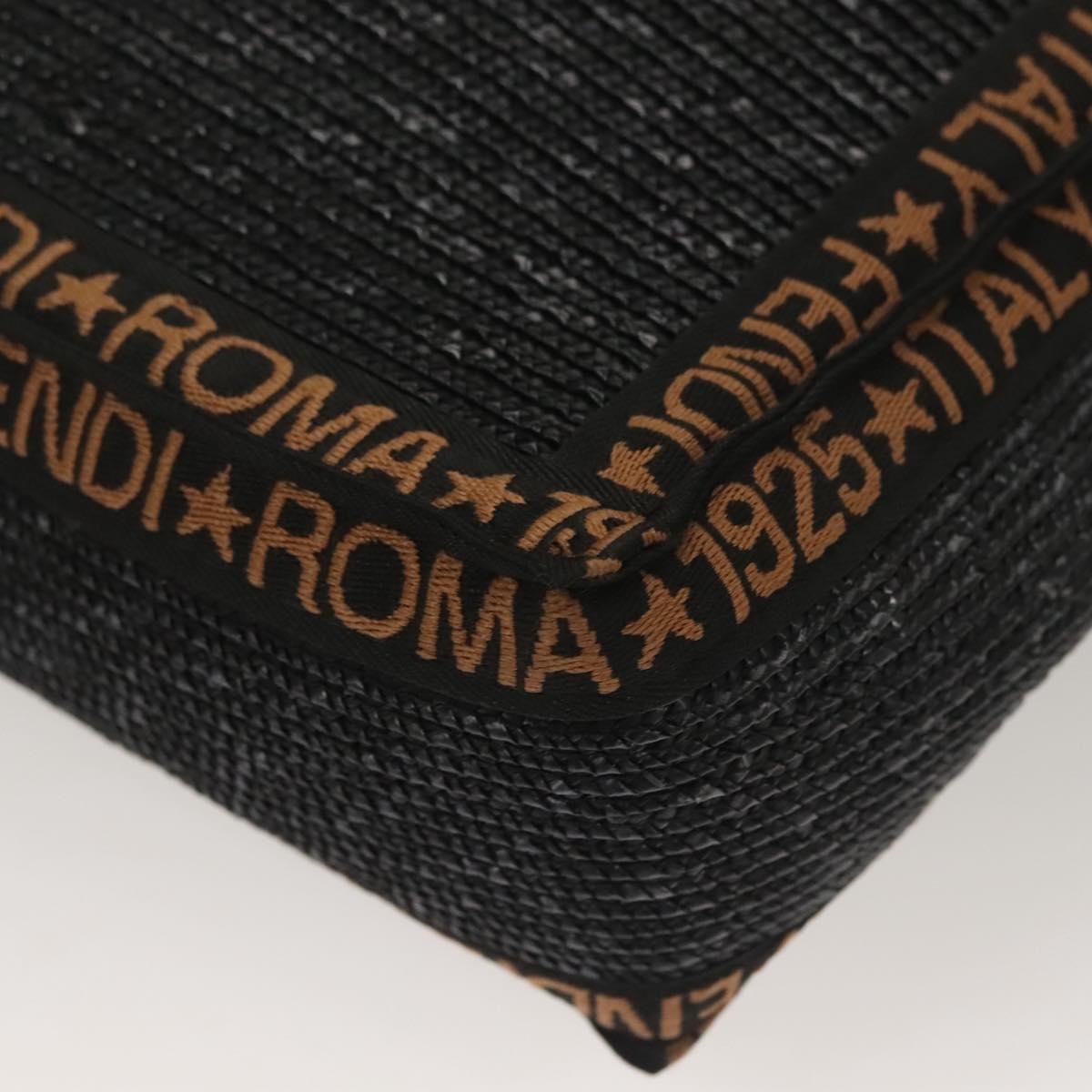 Fendi Zucca Tote bag Straw, BLACK, WOOD, Tote bag