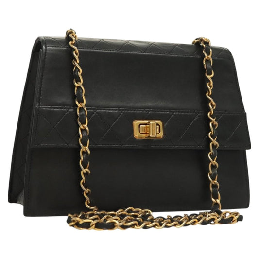 Chanel Vintage Trapezoid CC Flap Bag Leather, BLACK, LEATHER, Shoulder bag