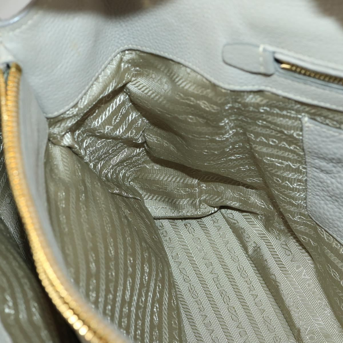 Prada Convertible Shopper Tote Vitello Daino, GRAY, LEATHER, Tote bag