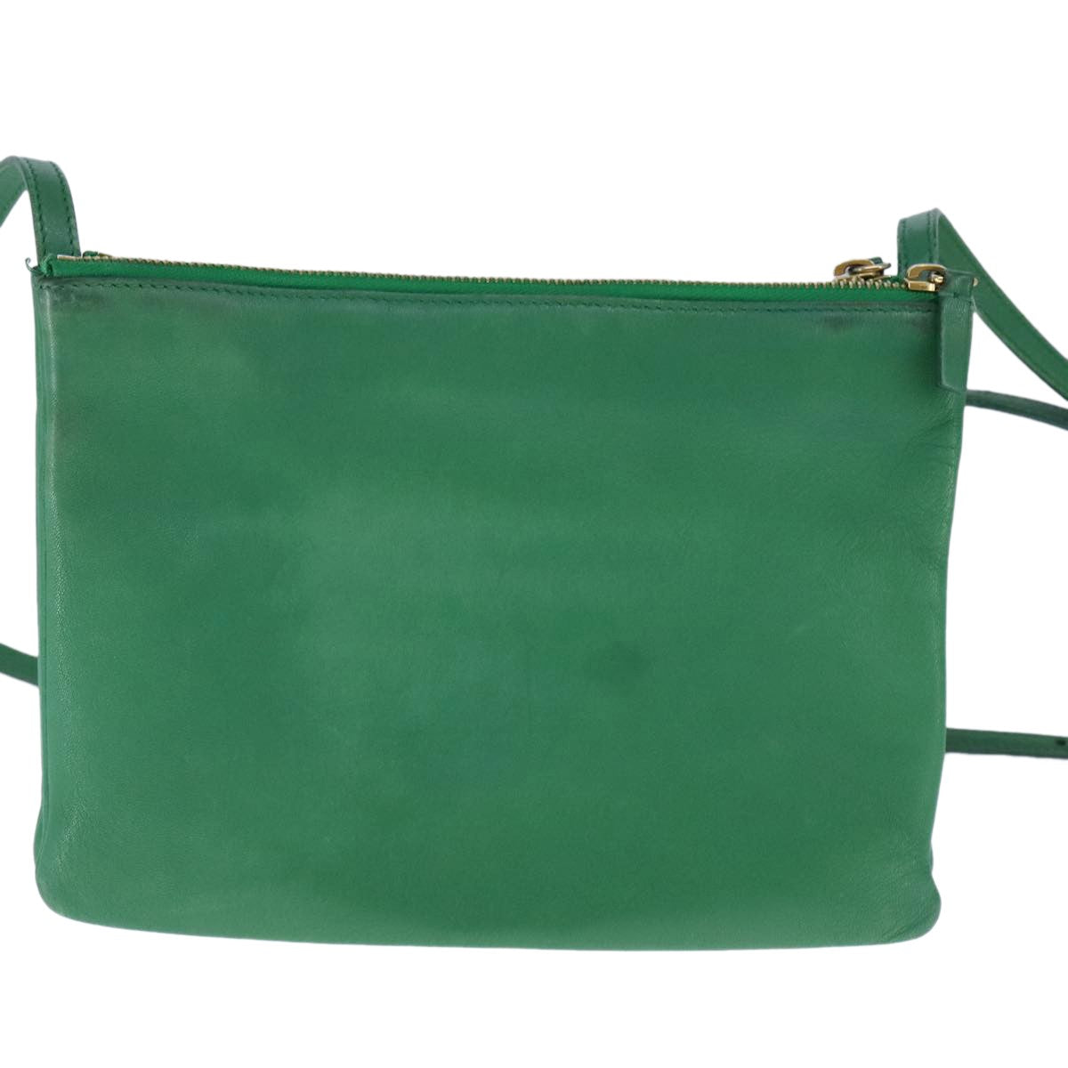 Celine Trio Crossbody Bag Leather, GREEN, LEATHER, Crossbody bag