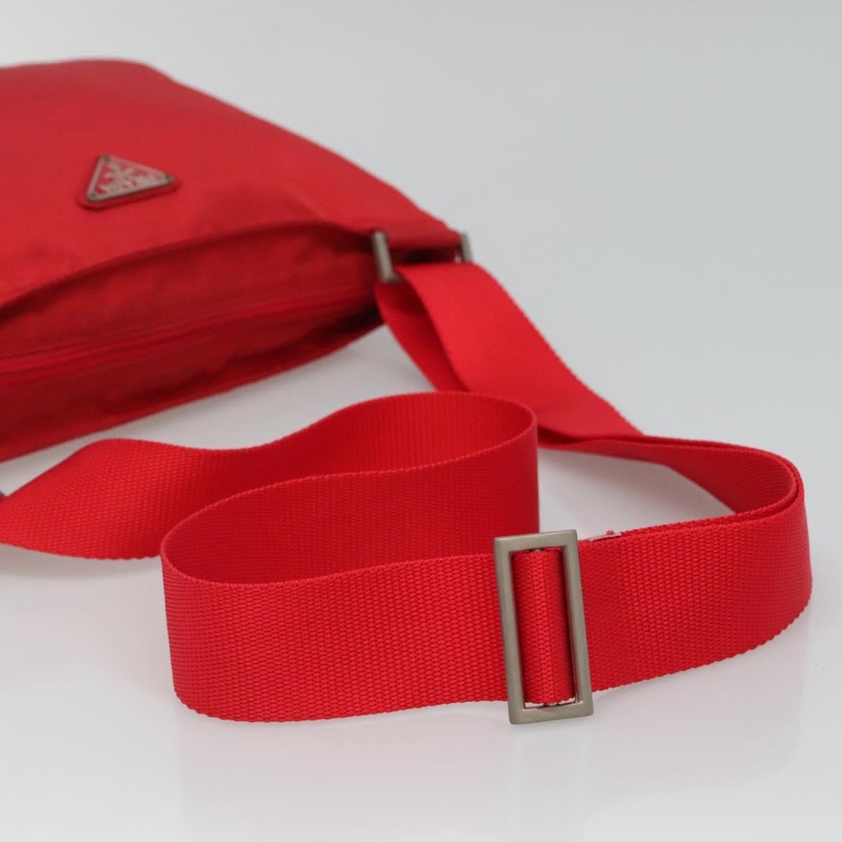 Prada Flat Messenger Bag Tessuto, Red, Nylon, Shoulder Bag