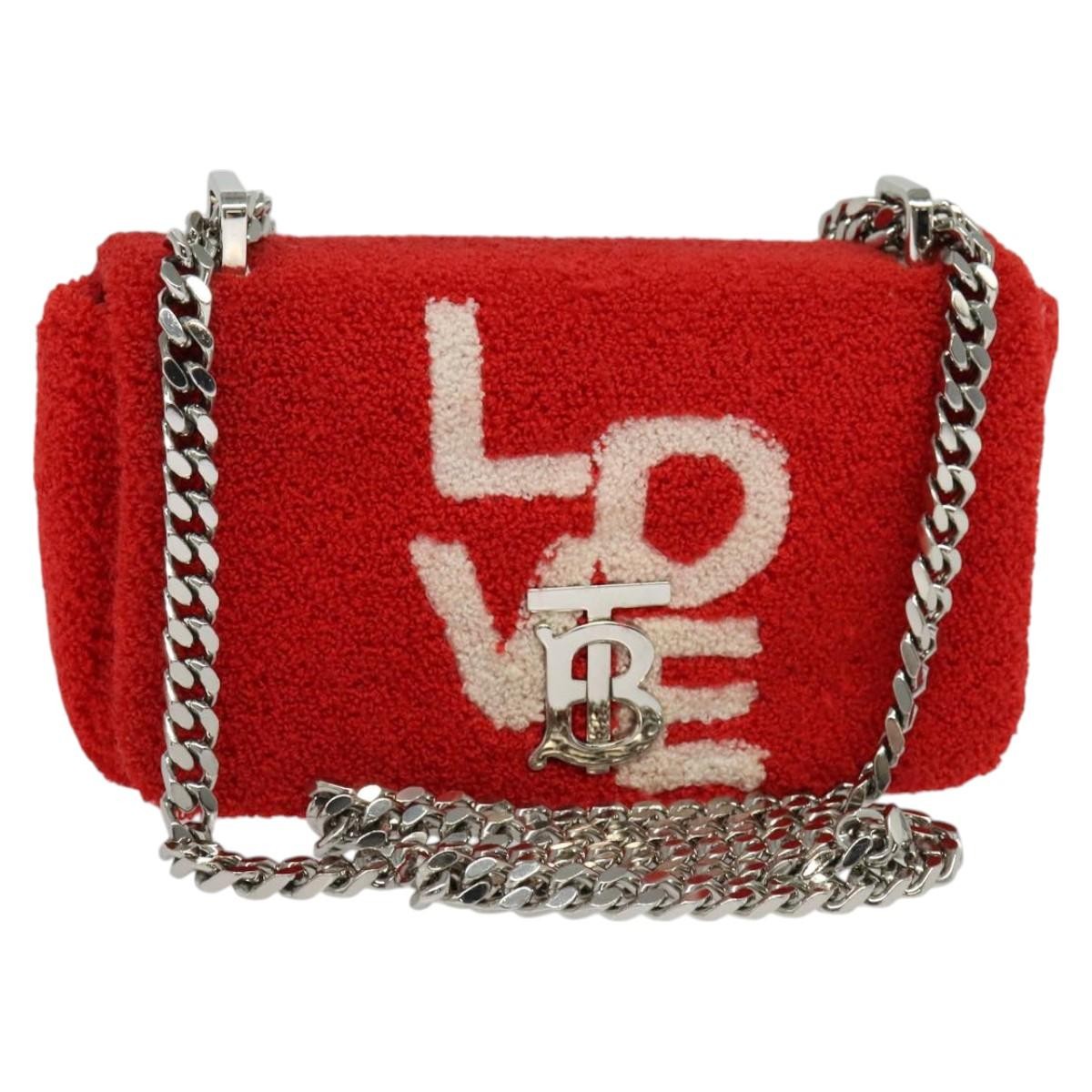 Burberry Lola Shoulder Bag Pile, RED, COTTON, Shoulder bag