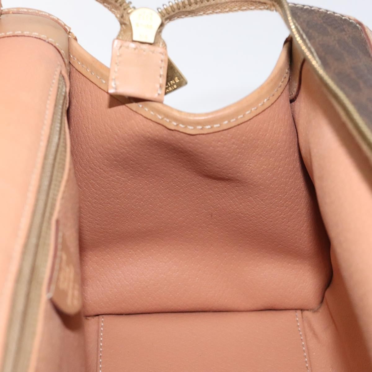 Celine Macadam Handbag Macadam with leather, BROWN, CANVAS, Handbag