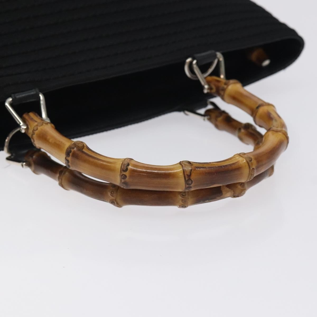 Gucci Vintage Bamboo Handle Tote Nylon, BLACK, NYLON, Tote bag