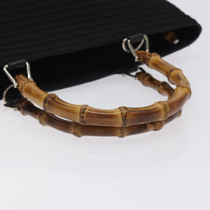 Gucci Vintage Bamboo Handle Tote Nylon, BLACK, NYLON, Tote bag