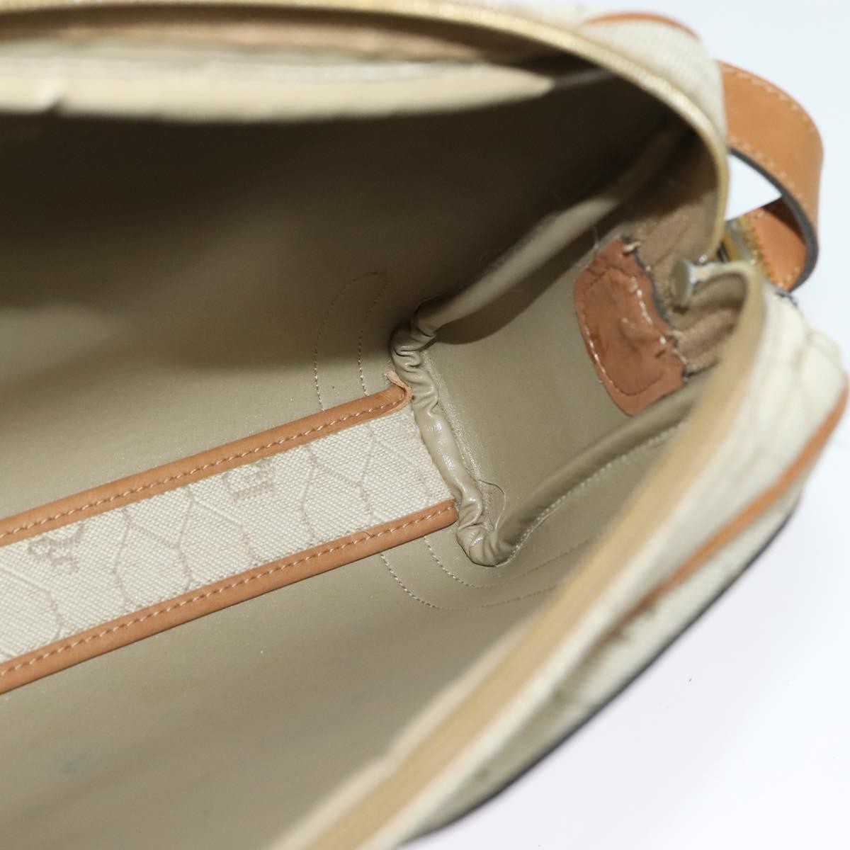 Christian Dior Vintage Honeycomb Shoulder Bag Canvas, BEIGE, CANVAS, Shoulder bag