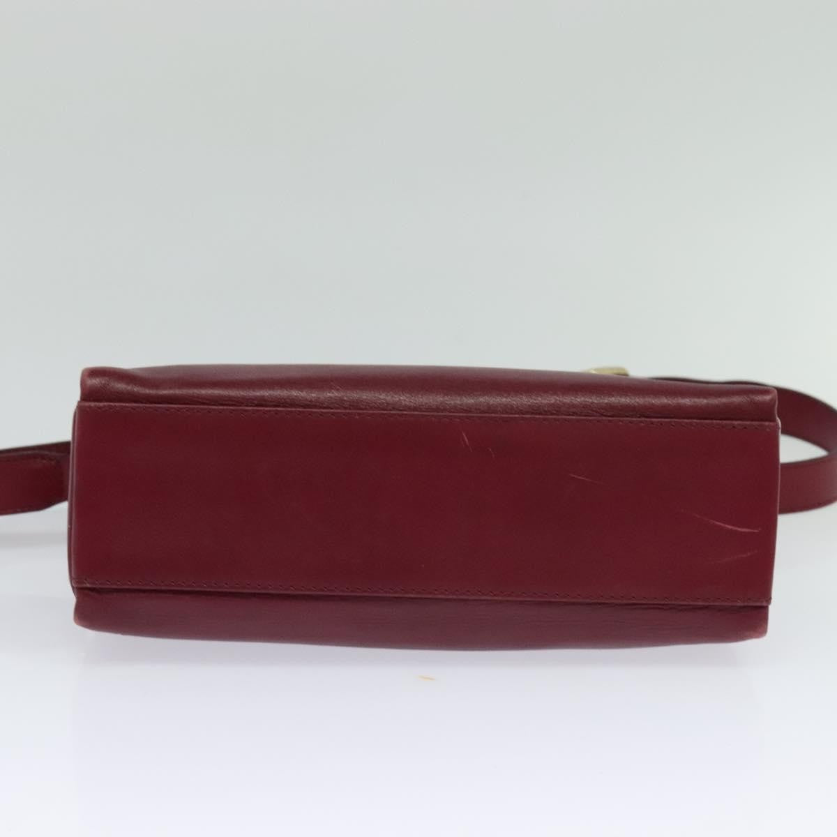 Celine Circle logo Leather, BURGUNDY, LEATHER, Shoulder bag