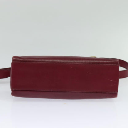 Celine Circle logo Leather, BURGUNDY, LEATHER, Shoulder bag