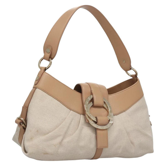 Bvlgari Chandra Hobo Canvas and Leather, BEIGE, CANVAS, Handbag