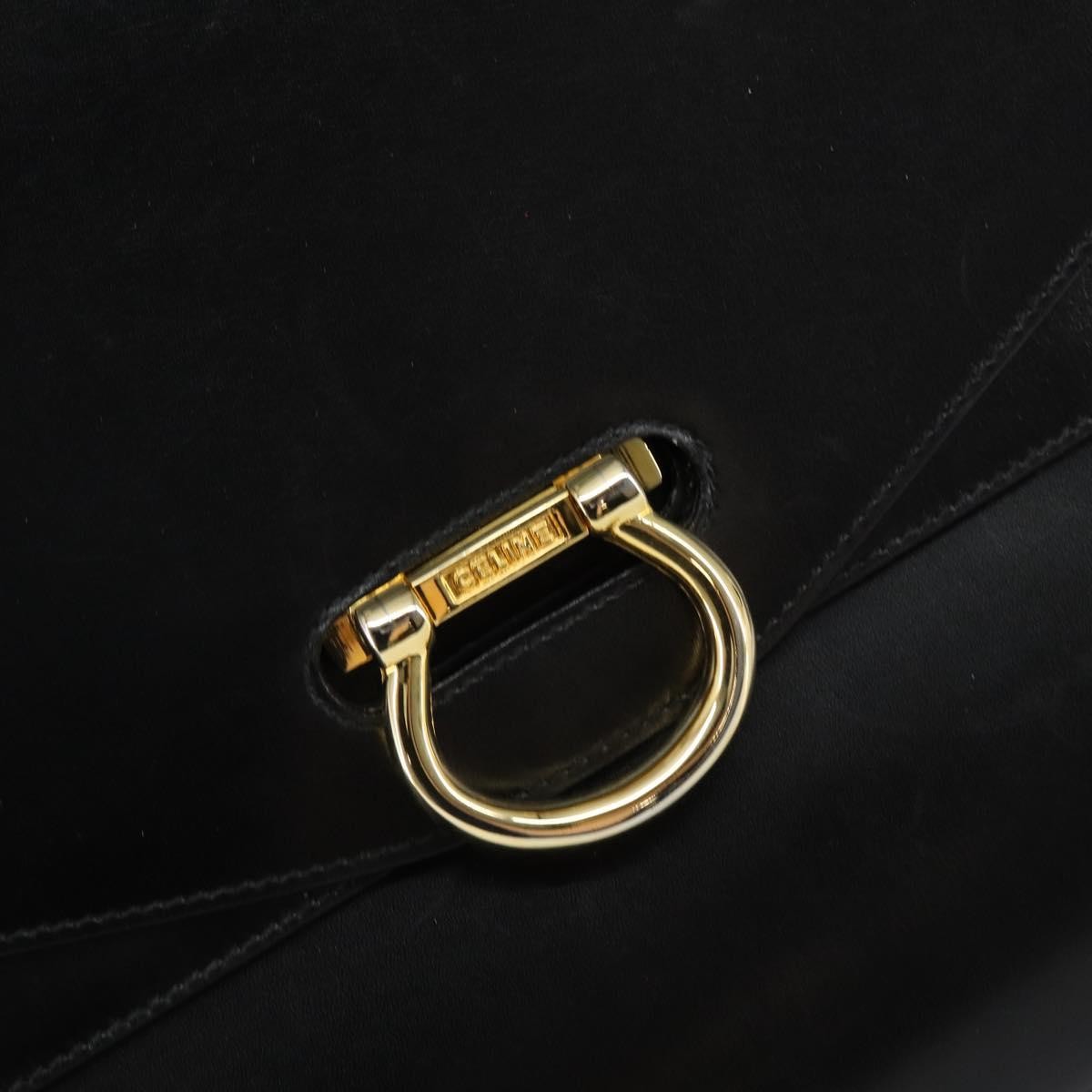 Celine Vintage Top Handle Bag Glazed Leather, BLACK, LEATHER, Handbag