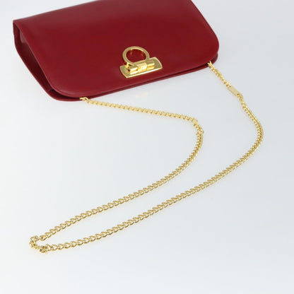 Salvatore Ferragamo Vintage Gancini Chain Shoulder Bag Leather, RED, LEATHER, Shoulder bag