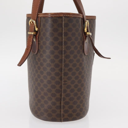 Celine Vintage Macadam Handbag Canvas and Leather, BROWN, CANVAS, Tote bag