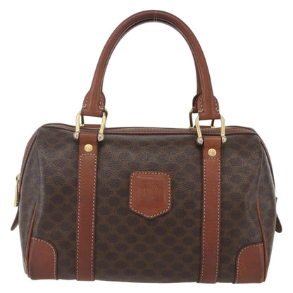 Celine Vintage Macadam Handbag Canvas and Leather, BROWN, CANVAS, Shoulder bag