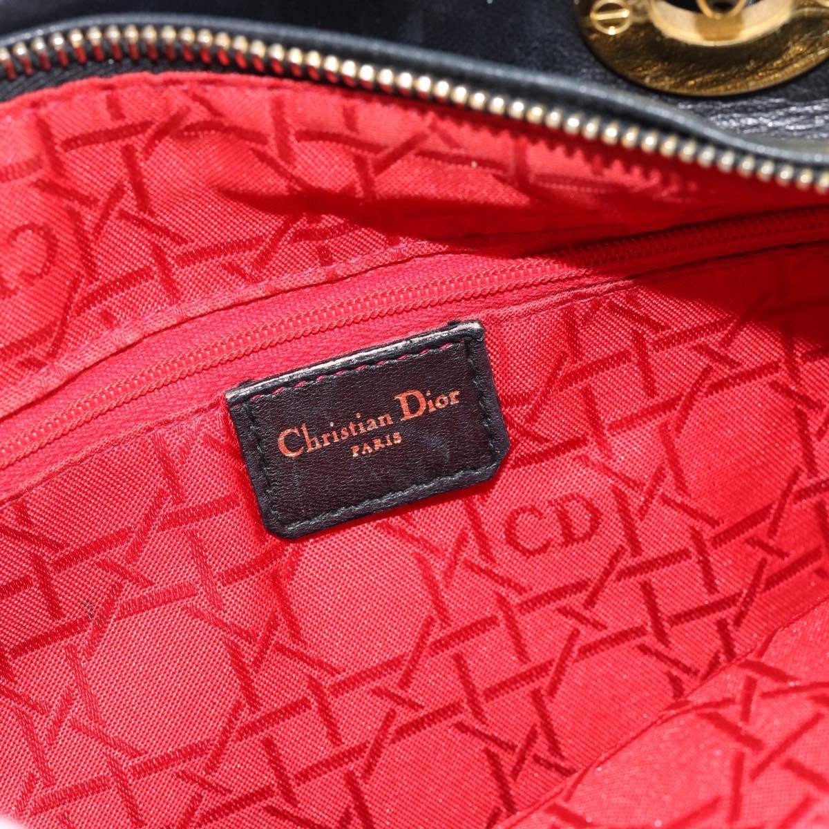 Christian Dior Lady Dior Bag Leather, Black, Leather, Handbag