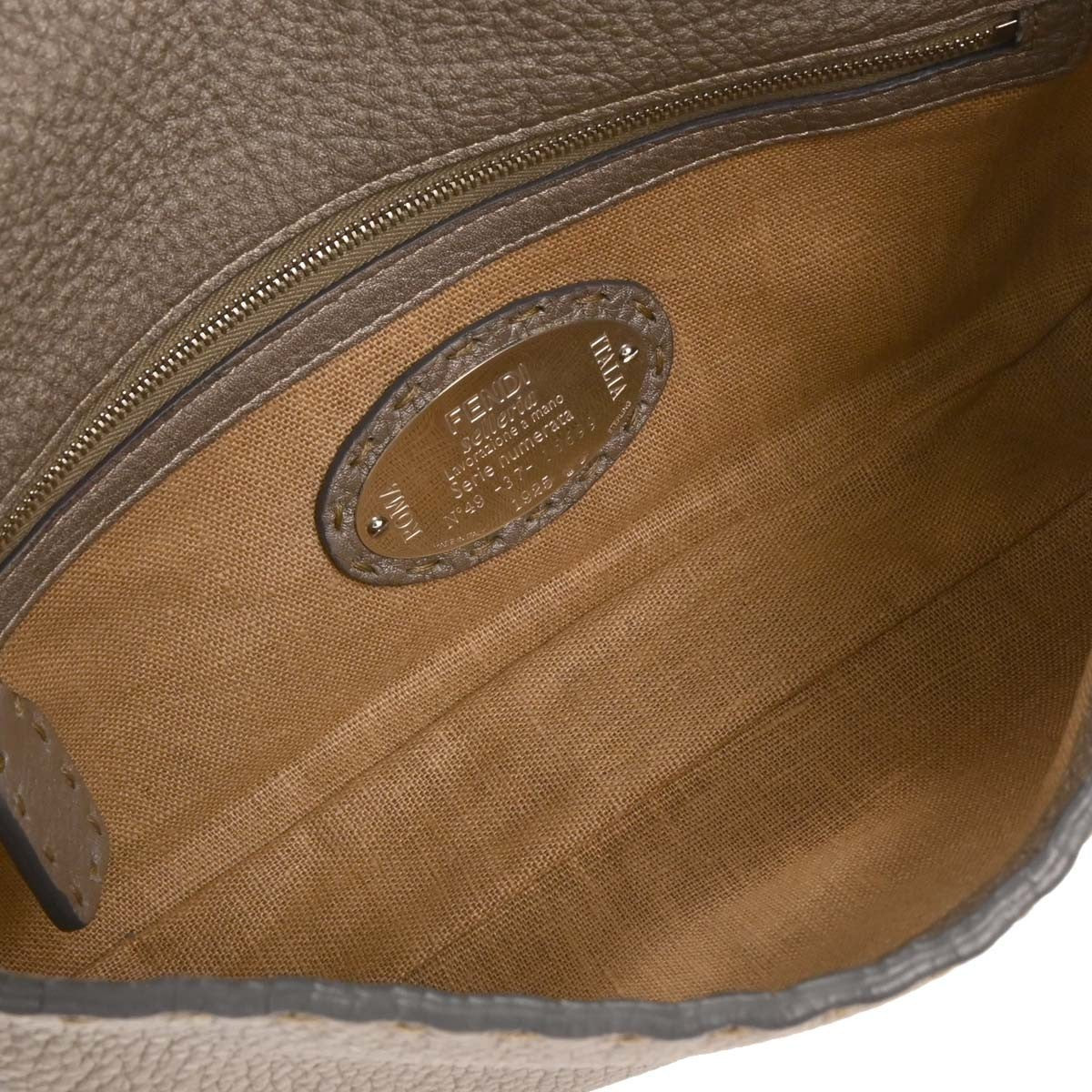 Fendi Selleria Baguette Bag Leather, GRAY, LEATHER, Handbag