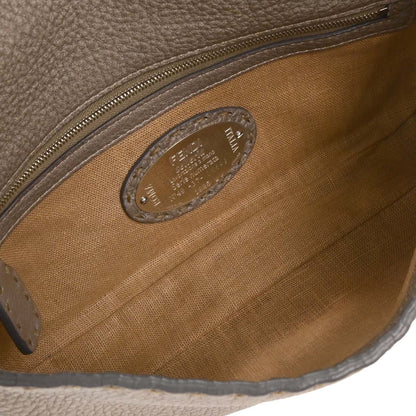 Fendi Selleria Baguette Bag Leather, GRAY, LEATHER, Handbag