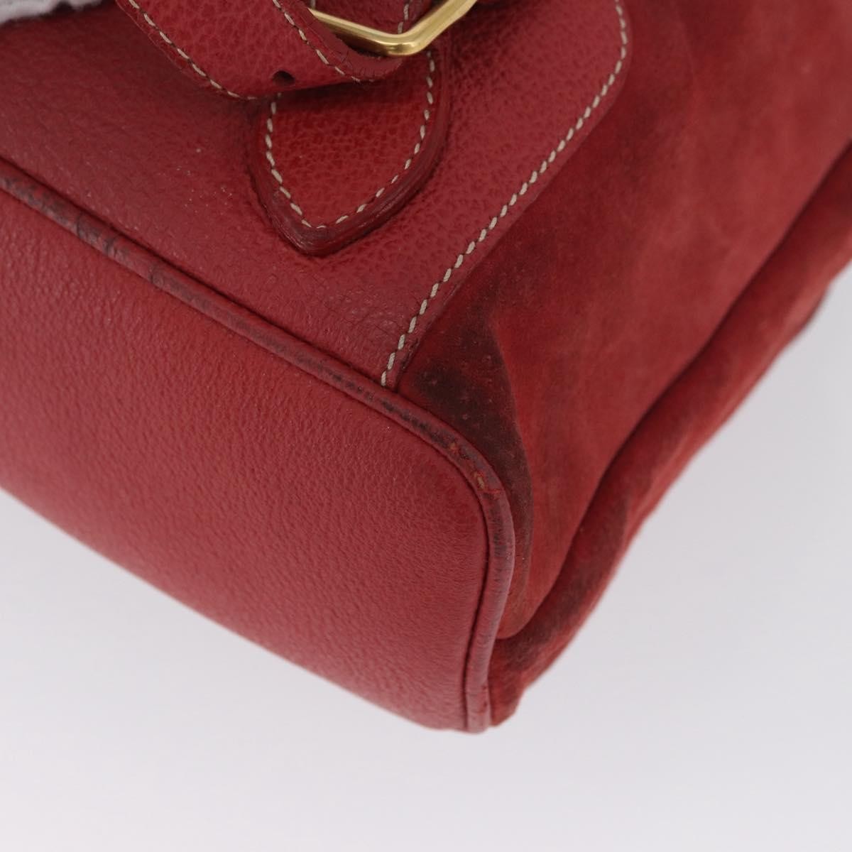 Gucci Vintage Bamboo Backpack Suede and Leather, Red, Suede, Backpack