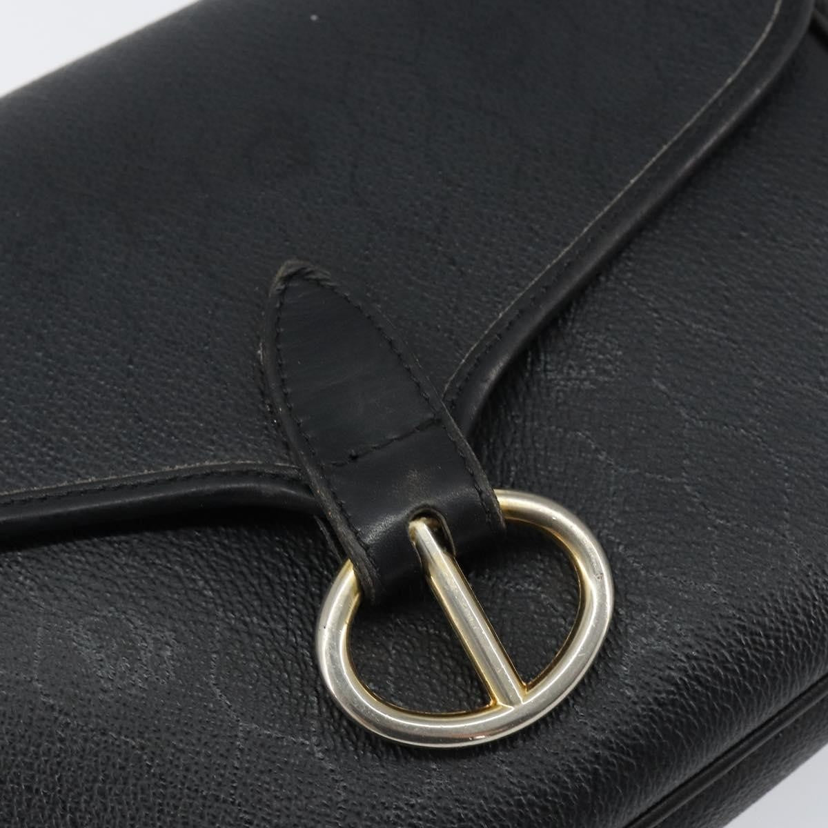 Christian Dior Vintage Honeycomb Flap Crossbody Bag Canvas and Leather, BLACK, CANVAS, Shoulder bag