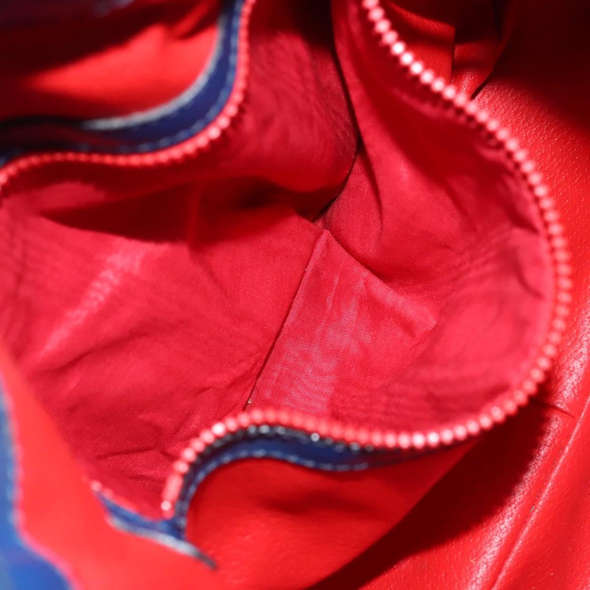 Celine Circle logo Leather, BLUE, LEATHER, Shoulder bag