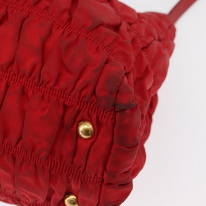 Prada Gaufre Convertible Tote Leather and Tessuto, RED, NYLON, Handbag