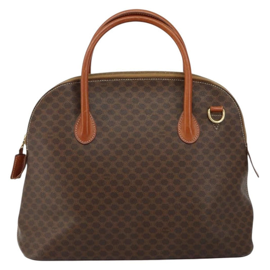 Celine Macadam Handbag Macadam with leather, BROWN, PVC,CANVAS, Handbag