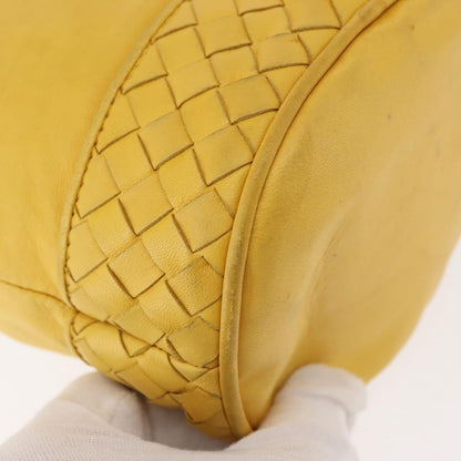 Bottega Veneta Drawstring Bucket Bag Leather and Intrecciato Nappa, YELLOW, LEATHER, Shoulder bag