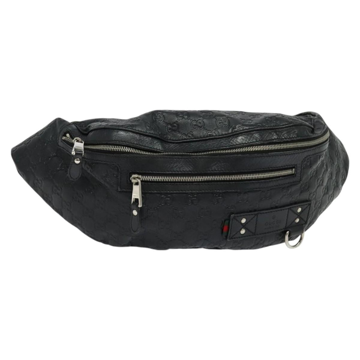 Gucci Waist Bag Guccissima Leather, BLACK, LEATHER, Clutche & pouche