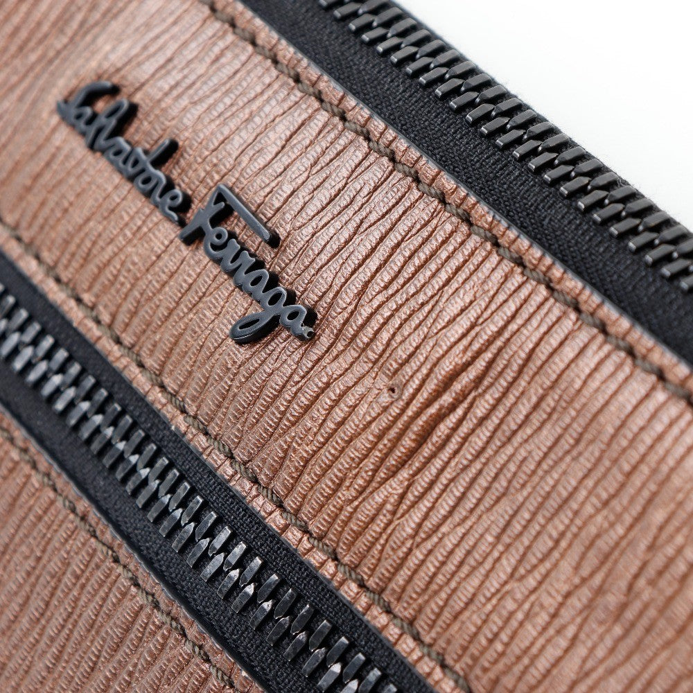 Salvatore Ferragamo Revival Travel Document Holder Leather, BROWN, LEATHER, Clutche & pouche